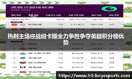 热刺主场迎战纽卡斯全力争胜争夺英超积分榜优势